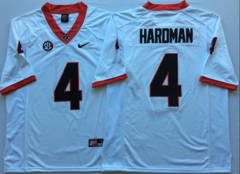 NCAA Men Georgia Bulldogs White #4 HARDMAN